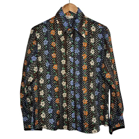 Kmart Tops - Vintage 1970s Kmart Dagger Collar Floral Button Up Blouse Size 40 XL